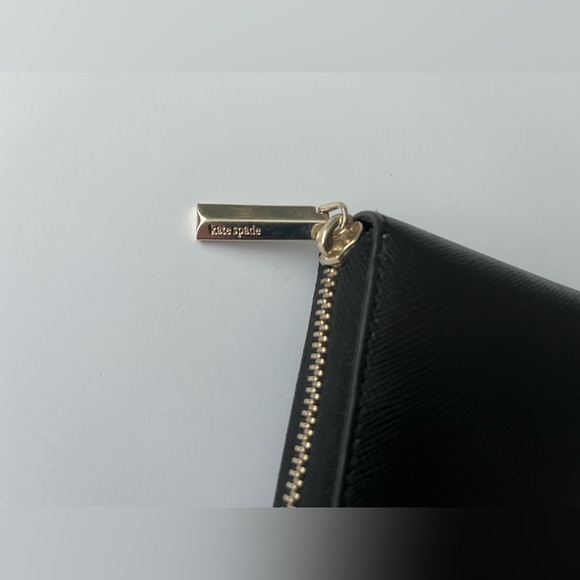 kate spade black leather wallet lots of storage blush pink interior - Picture 3 of 9